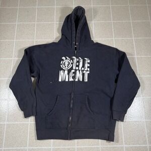 Vintage Element Mens Black Full Zip Melting Hoodie Sweatshirt Skateboarding Y2K